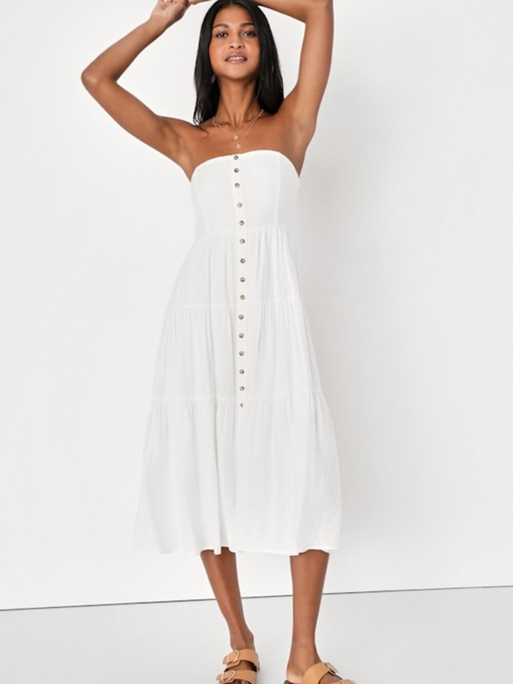 Lulus Sweetness And Sunshine White Strapless Midi Dress With Pockets - Size XL